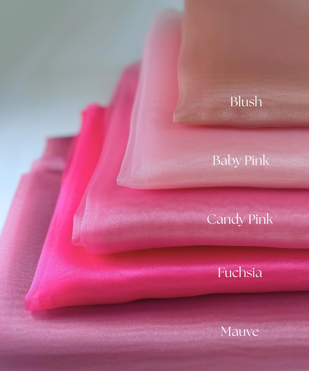 Pastel Pink Crystal Organza Fabric by the Yard, 60" Wide Sheer Lightweight Organza for Wedding Dresses, Event Decor, Curtains & Sewing